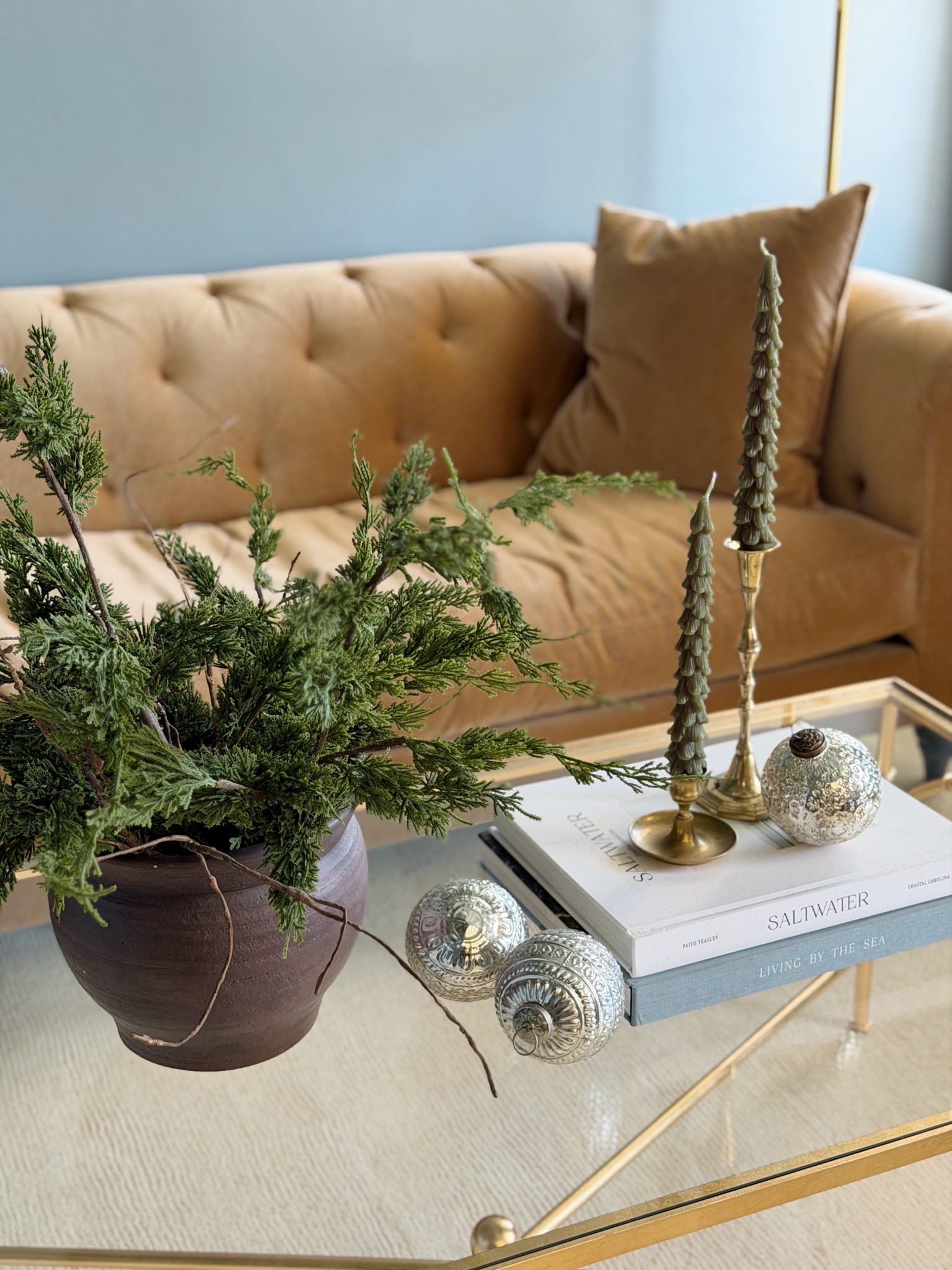 #ad Today is the last day to order this beautiful sofa on sale from @kathykuohome - this performance and velvet sofa has been such a beautiful addition to our home, I can’t wait to interview our guests for the next season of the podcast right here! #Lovewhereyoulive #themostcomfortablesofa 

#LTKHome