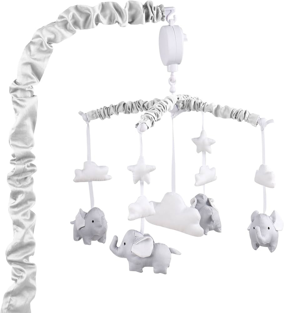 Grey Digital Musical Mobile with Elephants, Clouds and Stars by The Peanut Shell | Amazon (US)