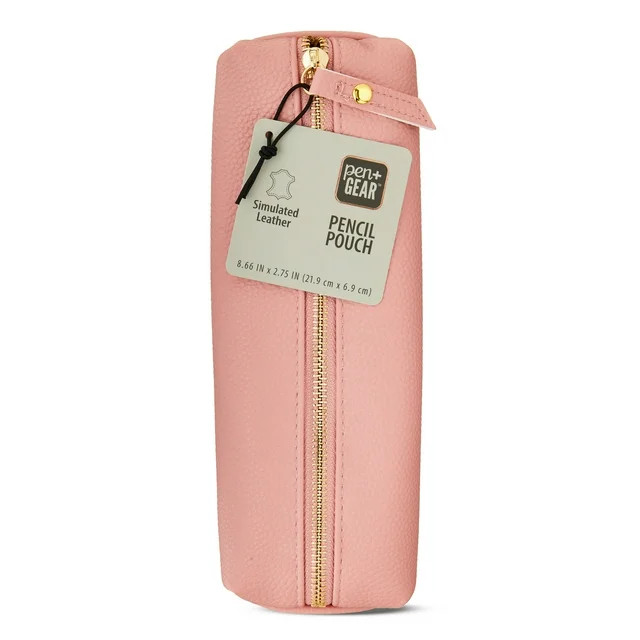 Pen+Gear Simulated Leather Pencil Pouch, Zipper Pull, Pink - Walmart.com | Walmart (US)