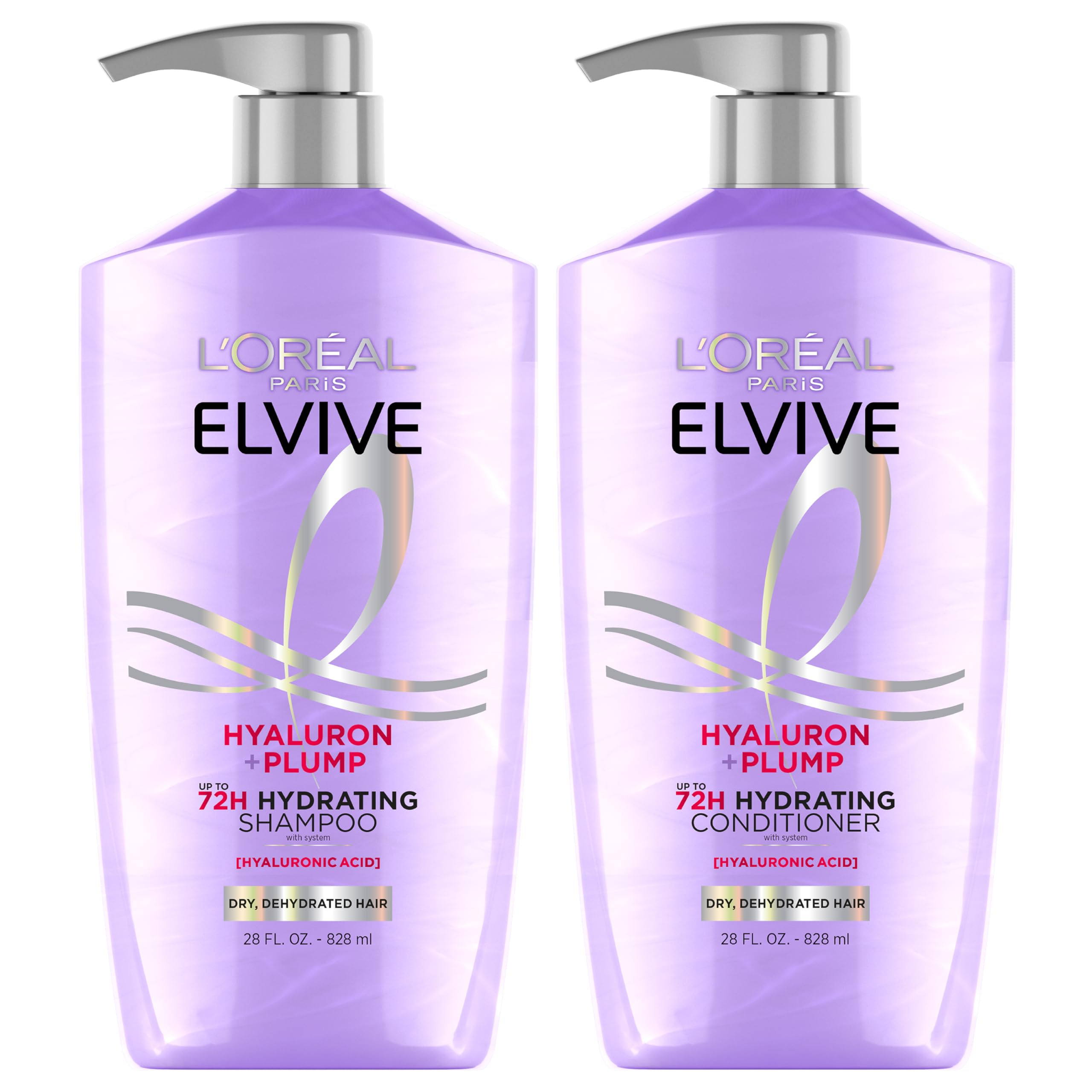 L'Oreal Paris Elvive Hyaluron Plump Shampoo and Conditioner Set for Dehydrated, Dry Hair with Hya... | Amazon (US)
