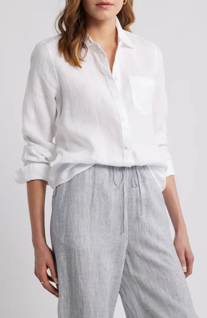 Casual Linen Button-Up Shirt | Nordstrom