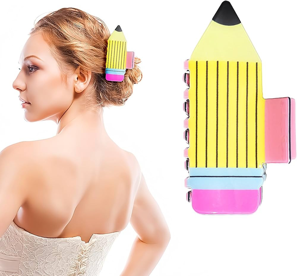Pencil Hair Claw Clips Back To School Hair Clips for Thick Thin Hair Cute Strong Hold Claw Clips ... | Amazon (US)