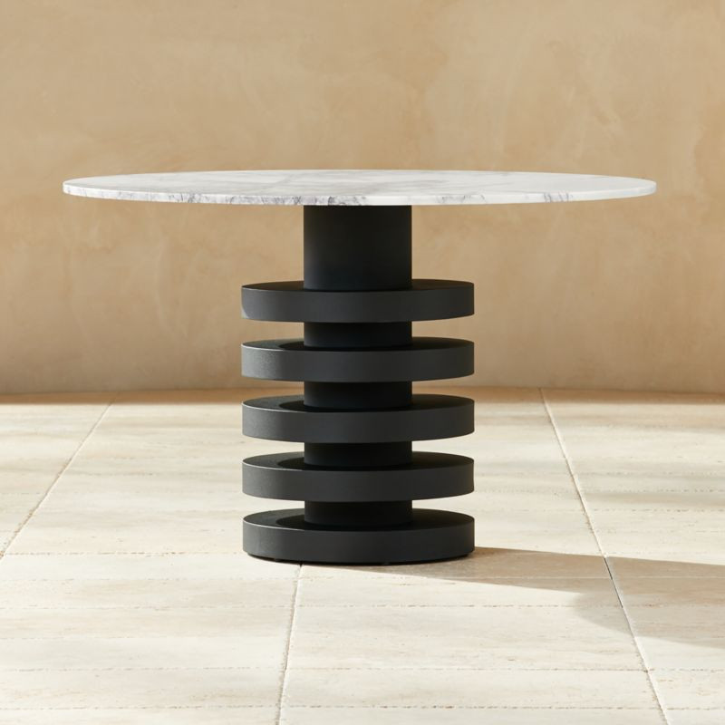 Column Outdoor Dining Table with Black Base + Reviews | CB2 | CB2