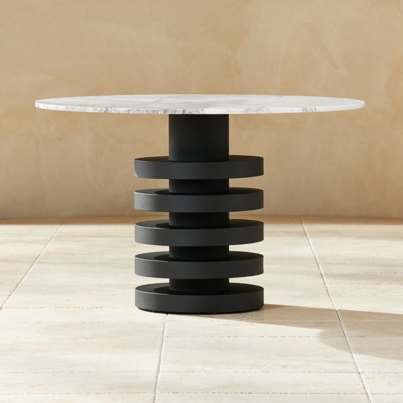 Column Outdoor Patio Dining Table with Black Base + Reviews | CB2 | CB2