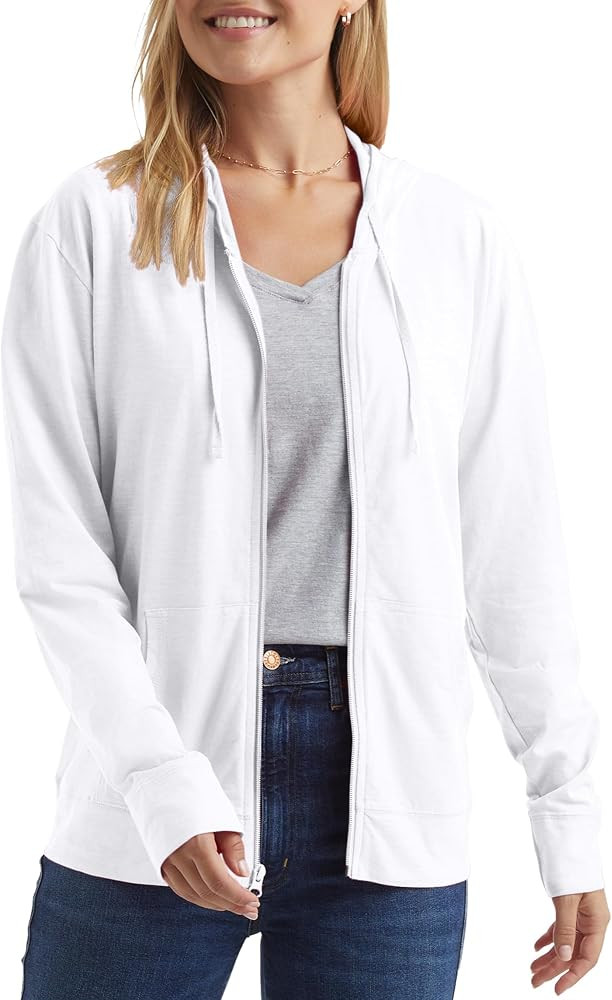 Hanes womens Slub Knit Full-zip Hoodie, Textured Cotton Zip-up T-shirt Hoodie for Women | Amazon (US)