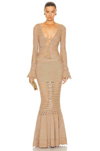 retrofete Sereno Dress in Metallic Nude Bronze | FWRD | FWRD 