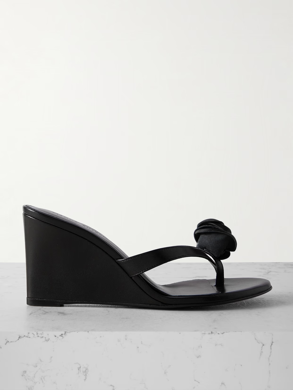 Magda Butrym - Floral-appliquéd Leather Wedge Sandals - Black | NET-A-PORTER (UK & EU)