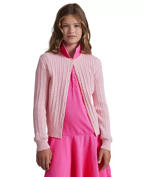 Big Girls Cable-Knit Cotton Cardigan | Macy's