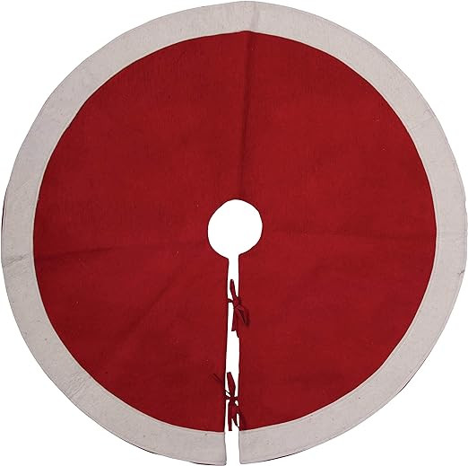 Creative Co-Op Wool Felt White Trim & Tie Closures Tree Skirts, Red | Amazon (US)