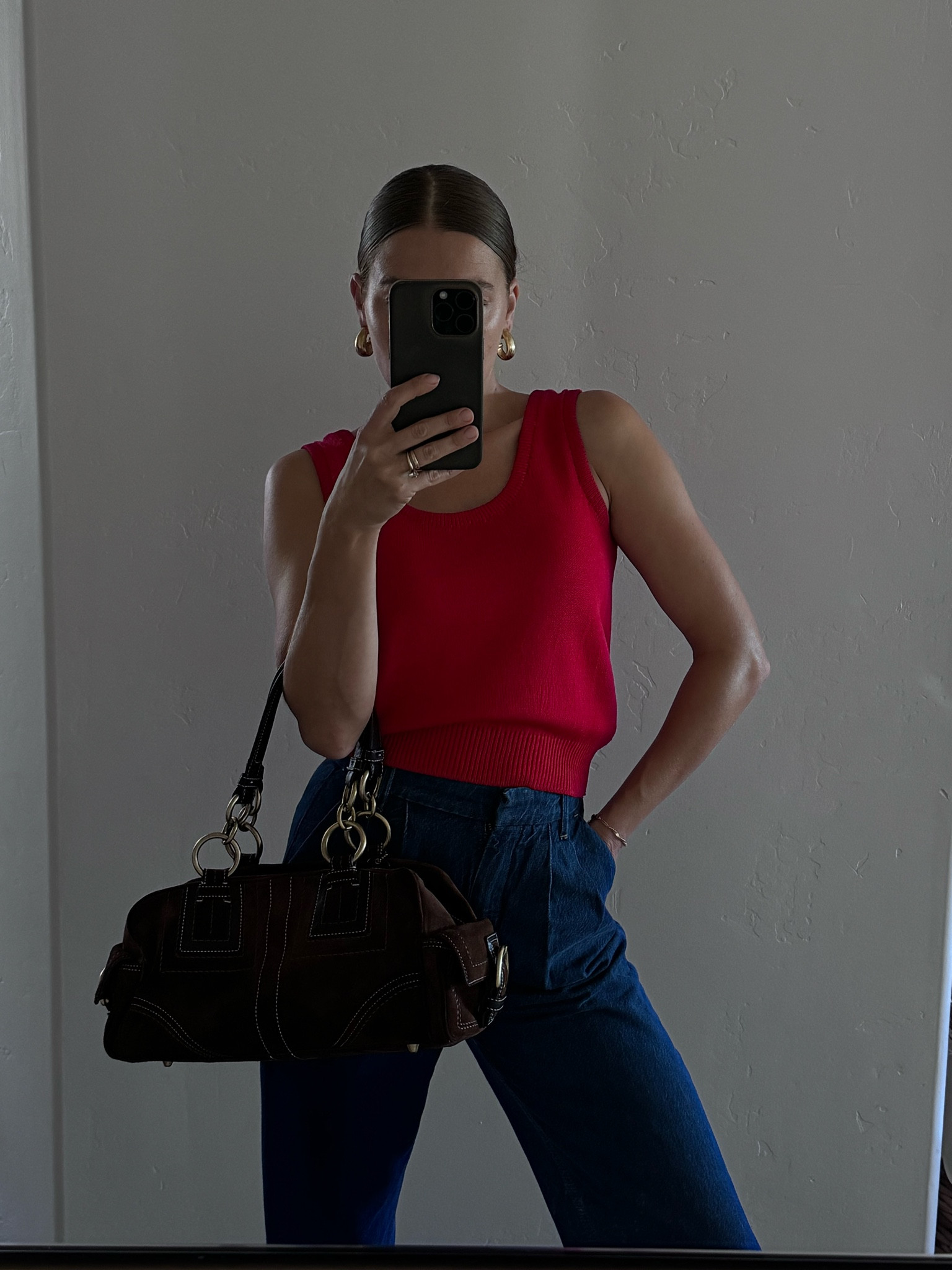 Red knit tank ♥️ Coach Soho Suede Chocolate Satchel 👜 eBay finds 👇🏻 

#LTKStyleTip #LTKHoliday #LTKSeasonal