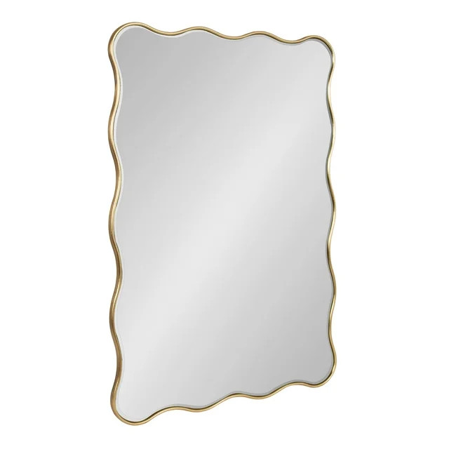 Kate and Laurel Viona Modern Scalloped Rectangle Mirror, 24 x 36, Gold, Decorative Wavy Mirror wi... | Walmart (US)