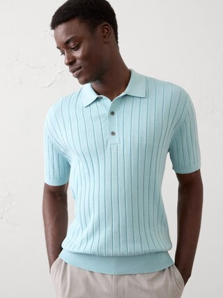 Slim-Fit Wide-Ribbed Sweater Polo | Banana Republic Factory