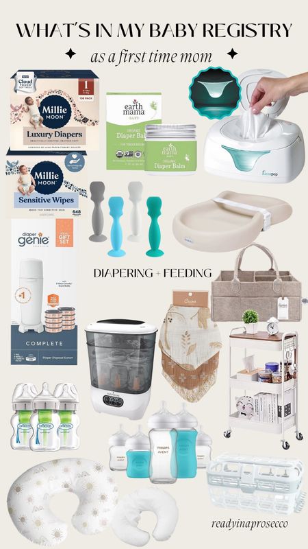 What’s in my baby registry for diapering & feeding. Diapers, wipes, bottles, bibs, diaper caddy, wheeled cart, diaper warmer. 

#LTKhome #LTKFind #LTKbaby