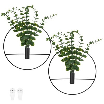 Unique Bargains Rust Resistant Art Deco Indoor Hanging Planters Black 2 Pcs Black | Target