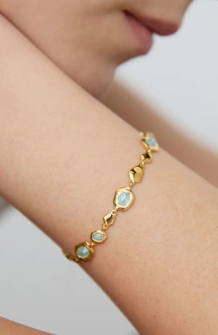 Monica Vinader Odyssey Aquamarine Pebbled Chain Bracelet | Nordstrom | Nordstrom