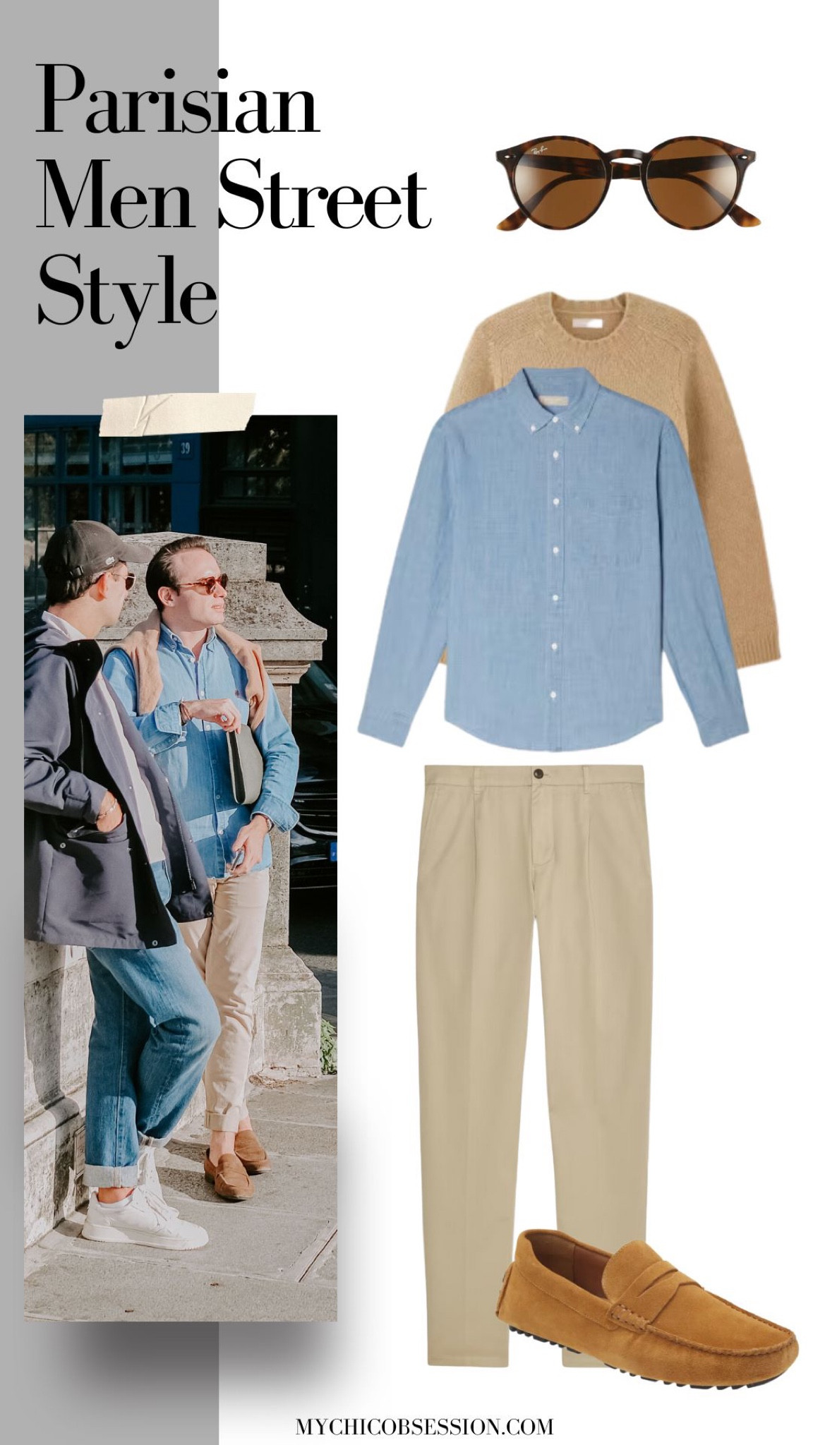 Here’s an idea for an elevated Sunday look. Try blues and tans for a cool, classic outfit. Start with a denim shirt, and then layer with a sweater over the shoulders, dress shoes, and your favorite pair of Ray-Bans.

#LTKmens #LTKstyletip #LTKSeasonal