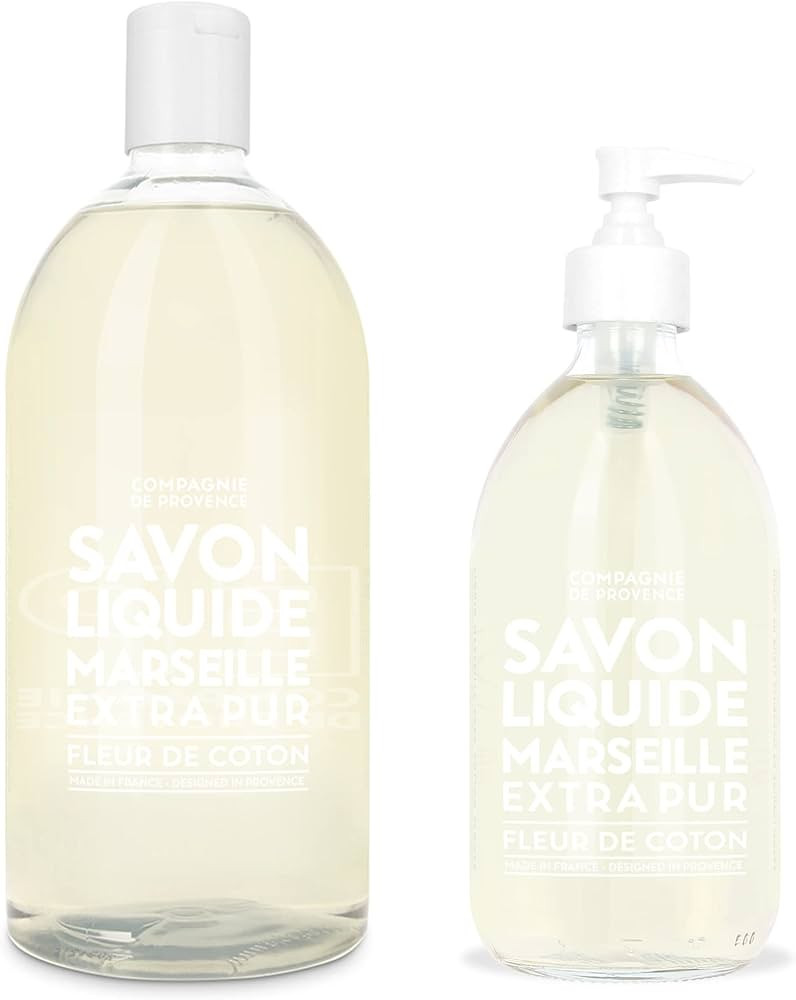 Compagnie de Provence Savon de Marseille Extra Pure Liquid Soap - Cotton Flower -16.7 Fl Oz Glass... | Amazon (US)
