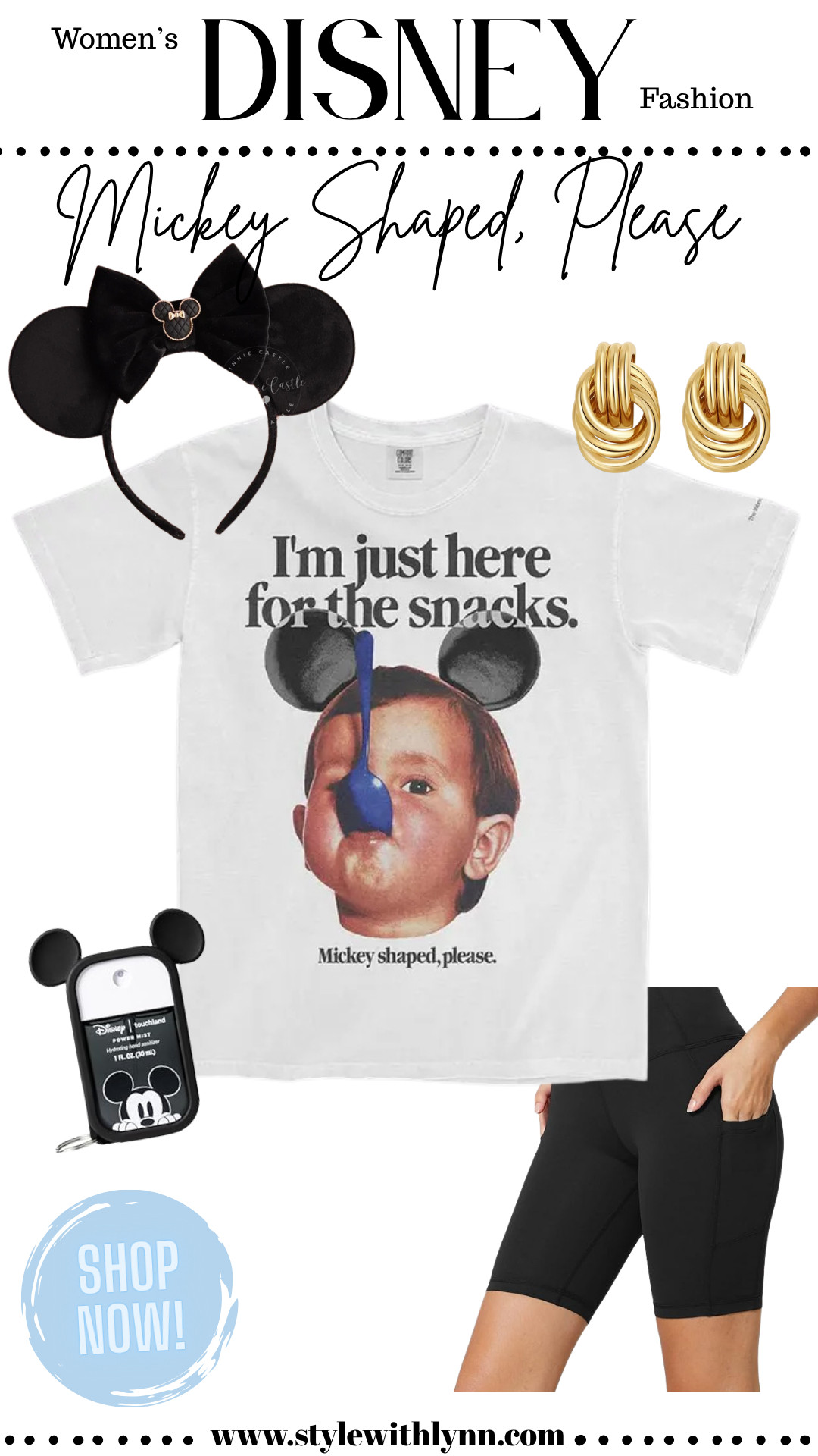 This fun Disney parks outfit is perfect for a day of Mickey-shaped treats and magical adventures!  Featuring a playful graphic tee, classic bike shorts for comfy park-hopping, cute Minnie ears, and a handy Mickey-shaped hand sanitizer, this look is ready for your next Disney day. Don’t forget the gold statement earrings to add a bit of sparkle!

👉 Shop this entire Disney-inspired outfit now on my LTK! 

#DisneyOutfit #DisneyStyle #DisneyParks #LTKStyle #LTKDisney #DisneyFashion #DisneyBound #ParkHoppingStyle #OutfitInspo #ShopLTK 

 