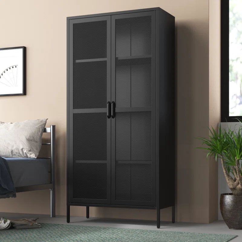 Aprel Tall 2 Door Storage Cabinet-Mesh Metal Locker | Wayfair North America