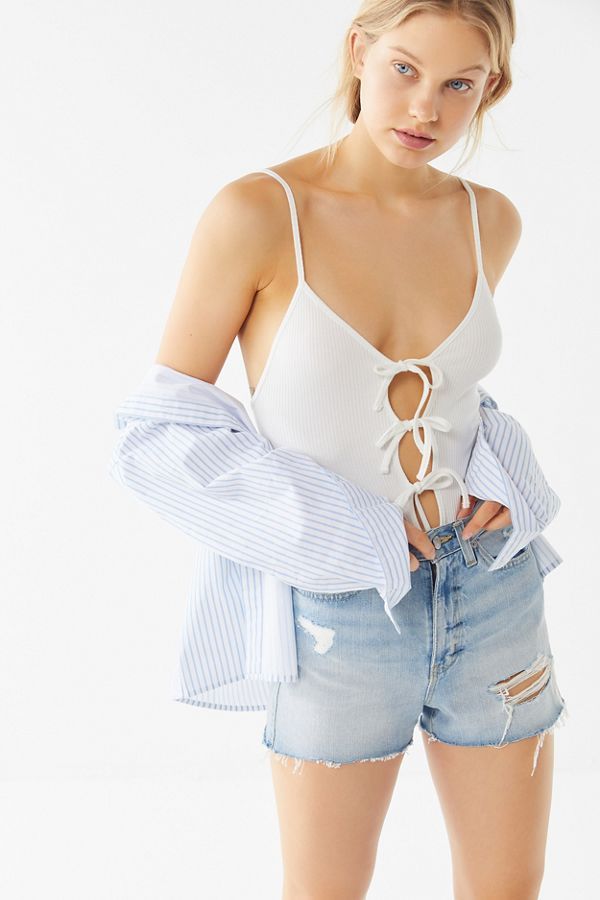Out From Under Pretty Tied Up Plunging Tie-Front Bodysuit | Urban Outfitters (US and RoW)