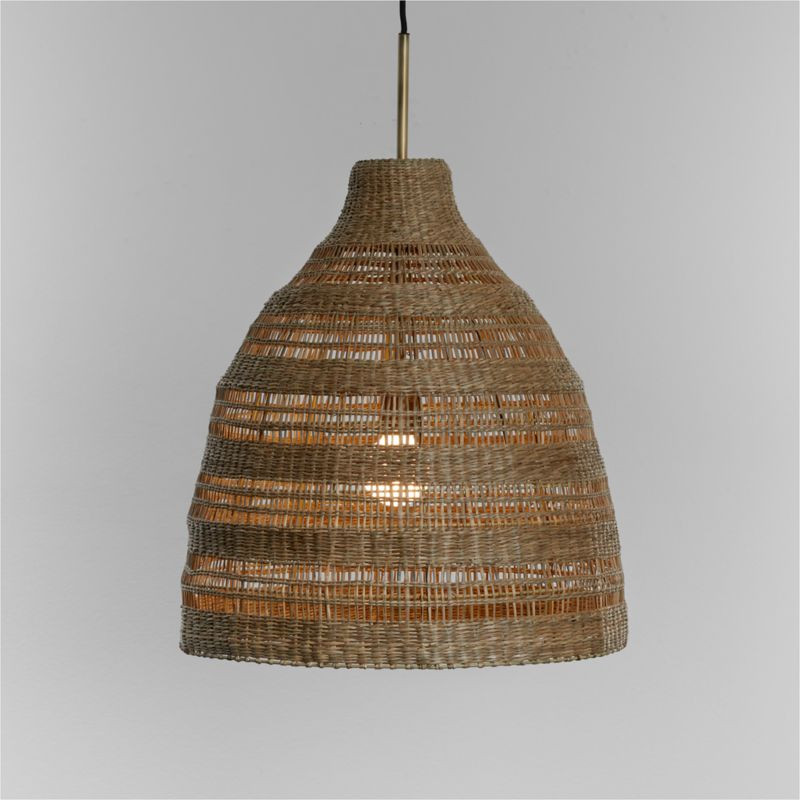 Nossa Medium Natural Woven Pendant Light + Reviews | Crate & Barrel | Crate & Barrel