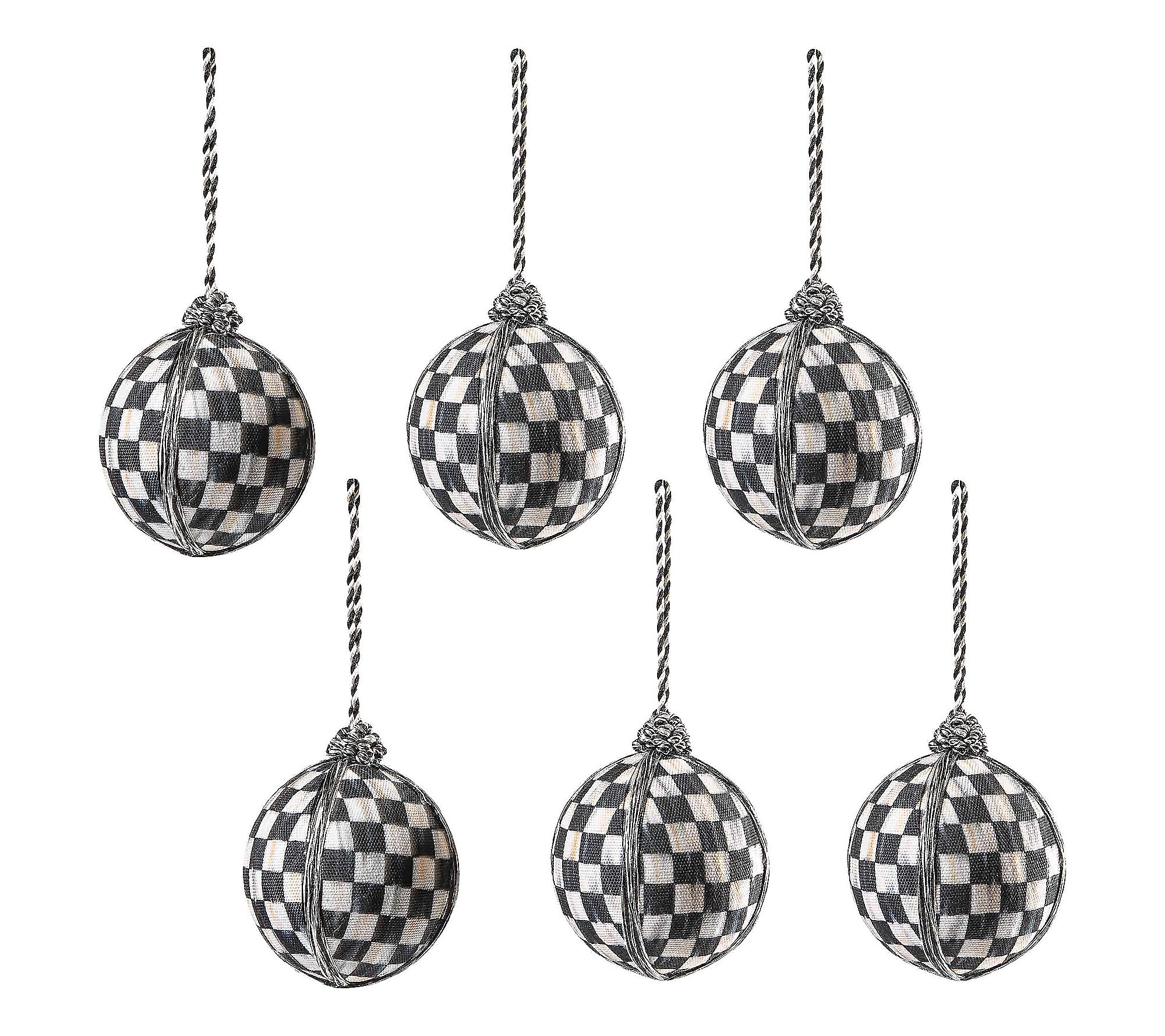 MacKenzie-Childs Courtly Check Medium Ball Orna ents, Set of 6 | QVC