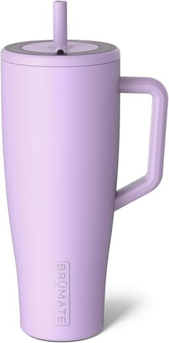 BrüMate Era 40 oz Tumbler with Handle and Straw | 100% Leakproof Insulated Water Bottle Tumbler with Lid and Flexible SoftSip Straw | Made of Stainless Steel | Cup Holder Friendly | 40oz (Lavender) | Amazon (US)