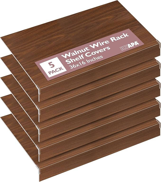 Ilyapa Wire Shelf Covers for Wire Shelving 36 x 16 in. 5 Pack PVC Faux Wood Rack Covers for Pantr... | Amazon (US)