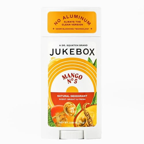 JUKEBOX Natural Deodorant for Women–Mango No. 5 Scent-Aluminum-Free, No Baking Soda, No Harsh Chemicals, Odor Blocking Technology, Mango,White Apricot,Peach-a Dr. Squatch Brand-2.65oz | Amazon (US)