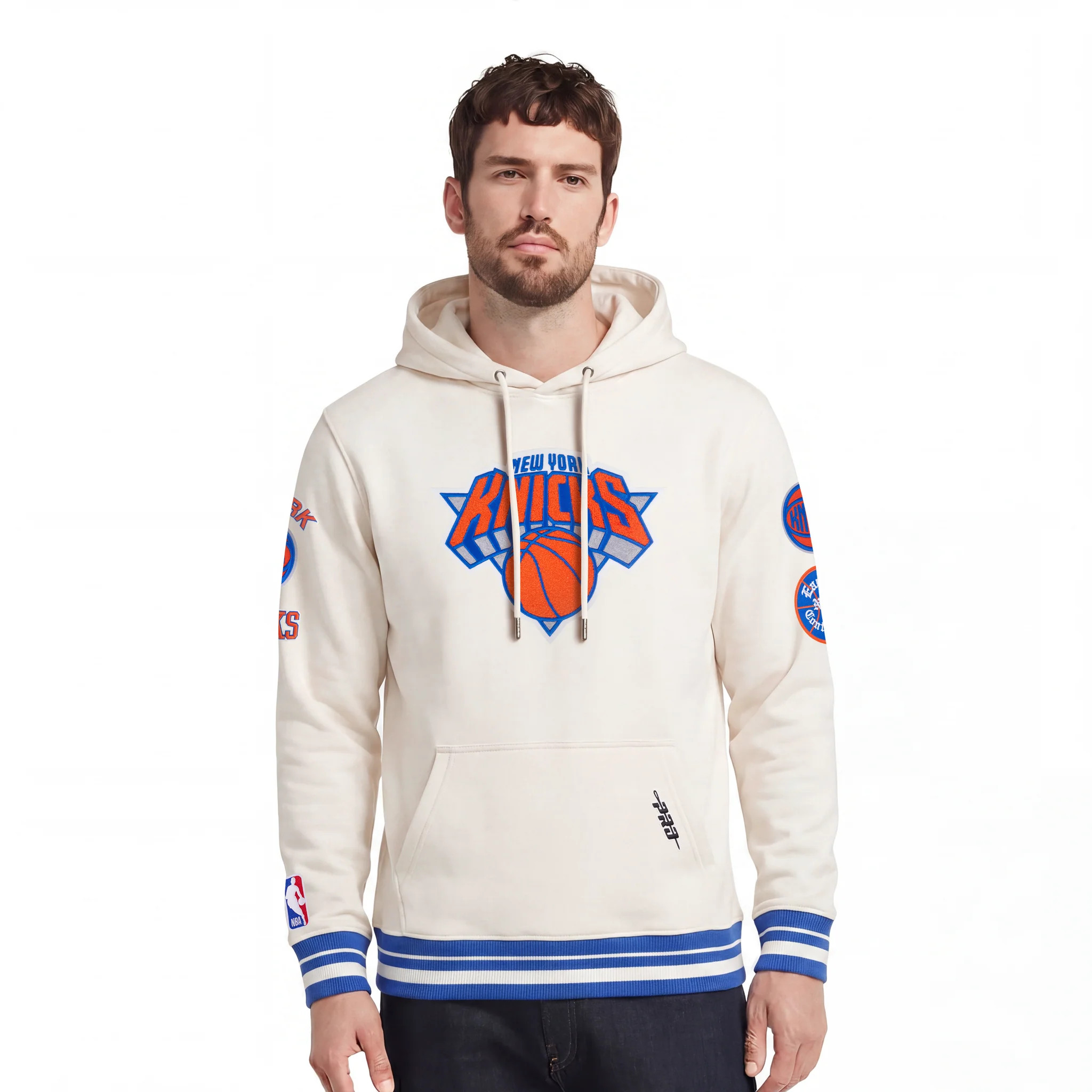 NBA NEW YORK KNICKS RETRO CLASSICS MEN'S PULL OVER HOODIE (EGGSHELL/ROYAL BLUE) | Shop.app