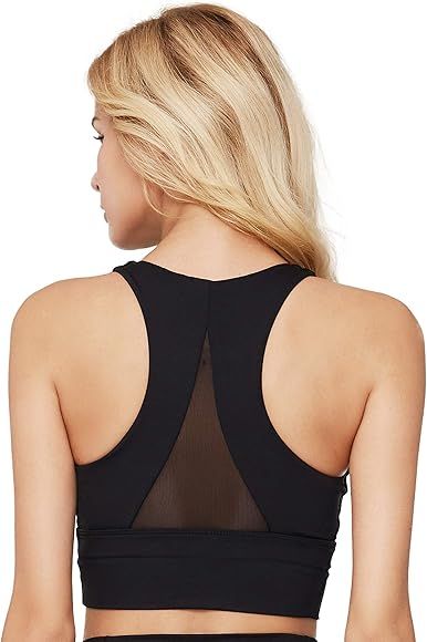 MAVOUR Couture Longline Sports Bras Crop Padded Workout Bra with Mesh Back for Yoga Gym | Amazon (US)