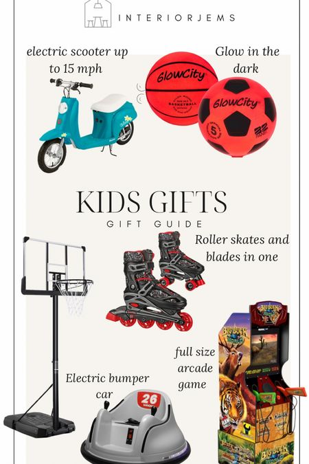 Kids gift ideas, gift guide kids, basketball hoop, hlow in the dark basketball and so mcgee ball, arcade games, electric bike, 

#LTKHoliday #LTKsalealert #LTKGiftGuide