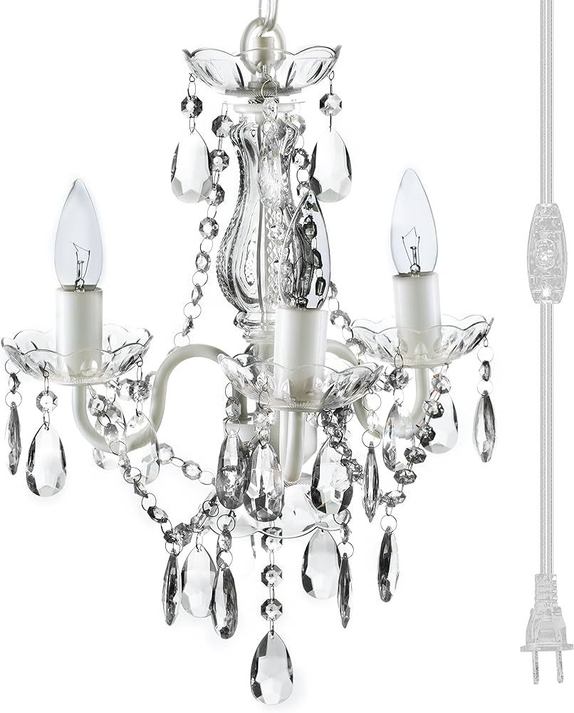 gypsy color The Original Brink House Plug-in 3 Light Crystal White Hanging Chandelier H17”xW12... | Amazon (US)