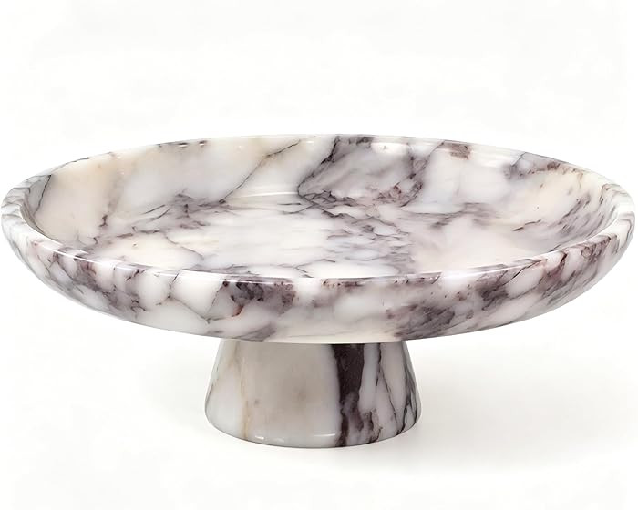 YMXYJM Natural Marble Pedestal Fruit Bowl, Large Decorative Bowl for Kitchen Counter/Living Room/... | Amazon (US)