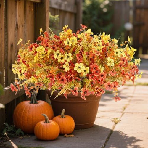 Fall Flowers Artificial for Decoration Outdoors,36Bundles Artificial Outdoors Plants Realistic Artificial Silk flower UV Resistant for outside Look Real Fake Plants Autum for Porch Window box planters | Amazon (US)