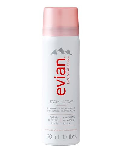 Evian Facial Spray 1.7 oz, Hydrating Mineral Water Mist for Face & Skin, Refreshes Makeup and Tones Skin, TSA-Approved Mini Facial Spray to Hydrate and Support On-the-Go Skincare | Amazon (US)