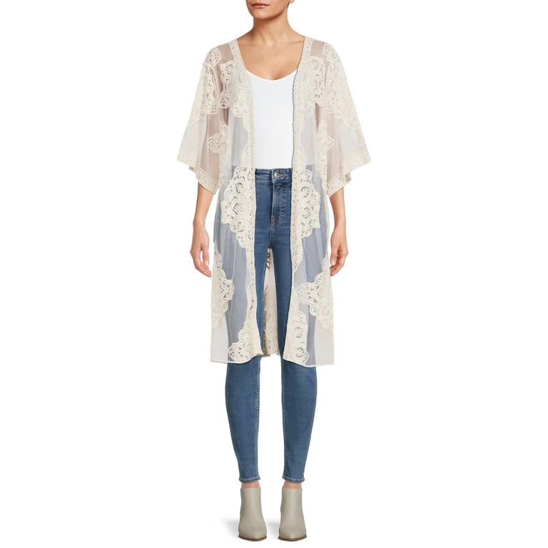 Time and Tru Women's Semi-Sheer Lace Layering Piece | Walmart (US)