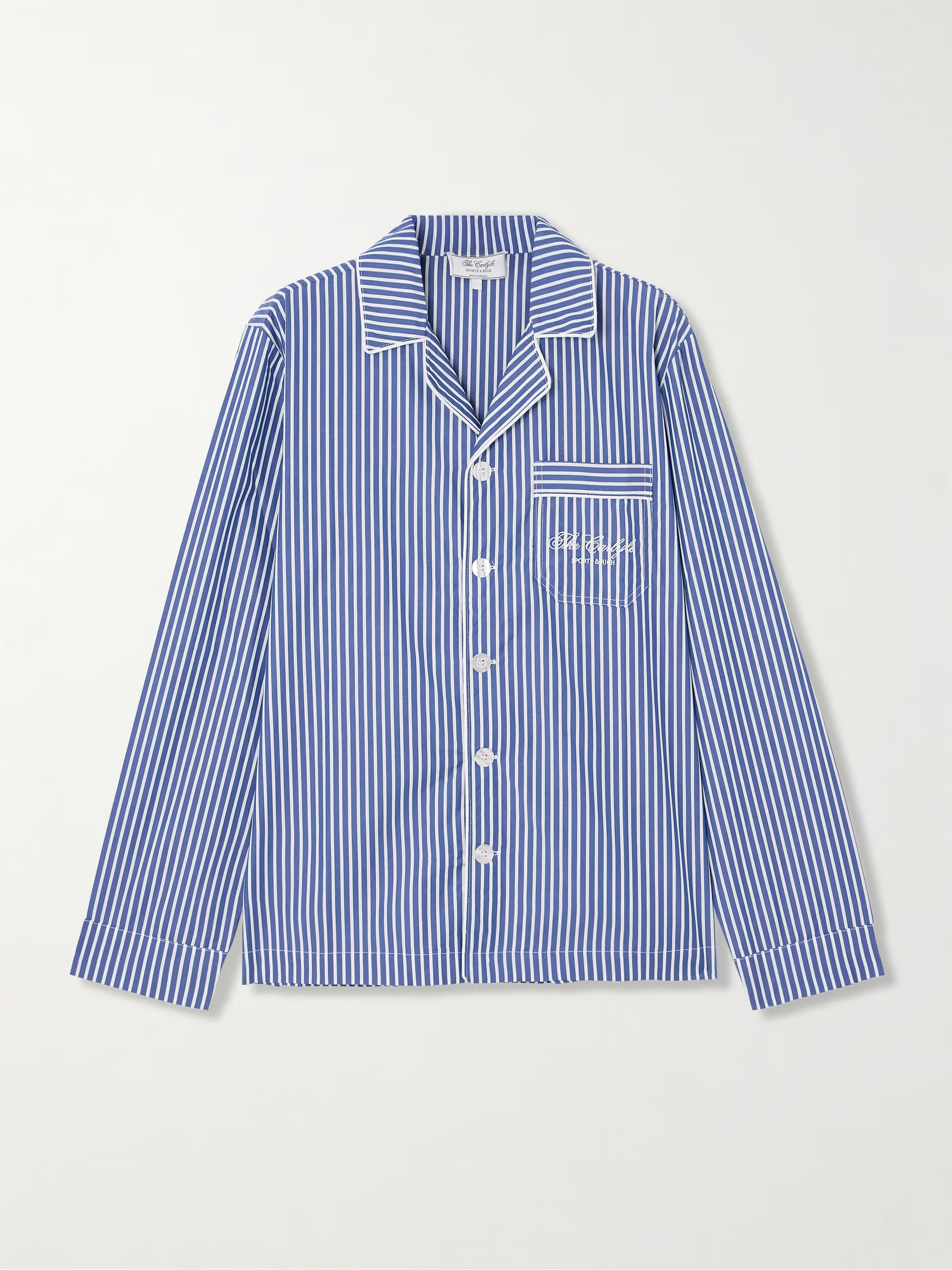 + The Carlyle embroidered striped cotton-poplin shirt | NET-A-PORTER (US)