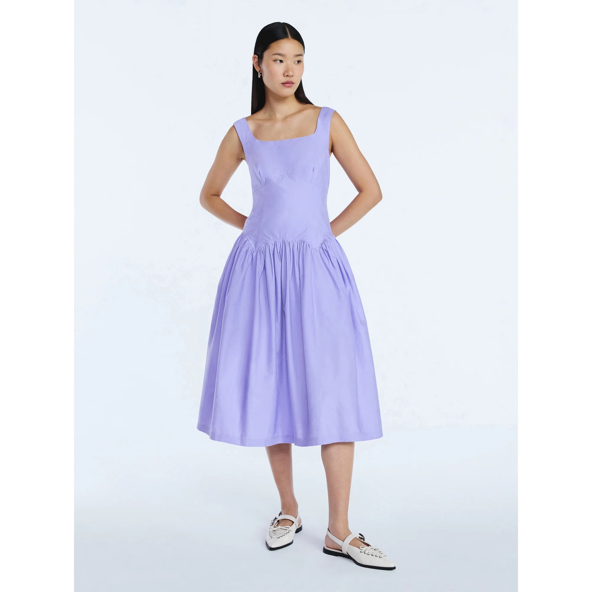 Scoop Women’s Cotton Maxi Dress with Bow Back, Sizes XS-4X | Walmart (US)