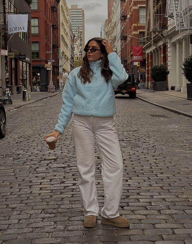 Industry Fleece High Collar Jacket in Baby Blue | Gym + Coffee UK & IE - Accelerate - UK