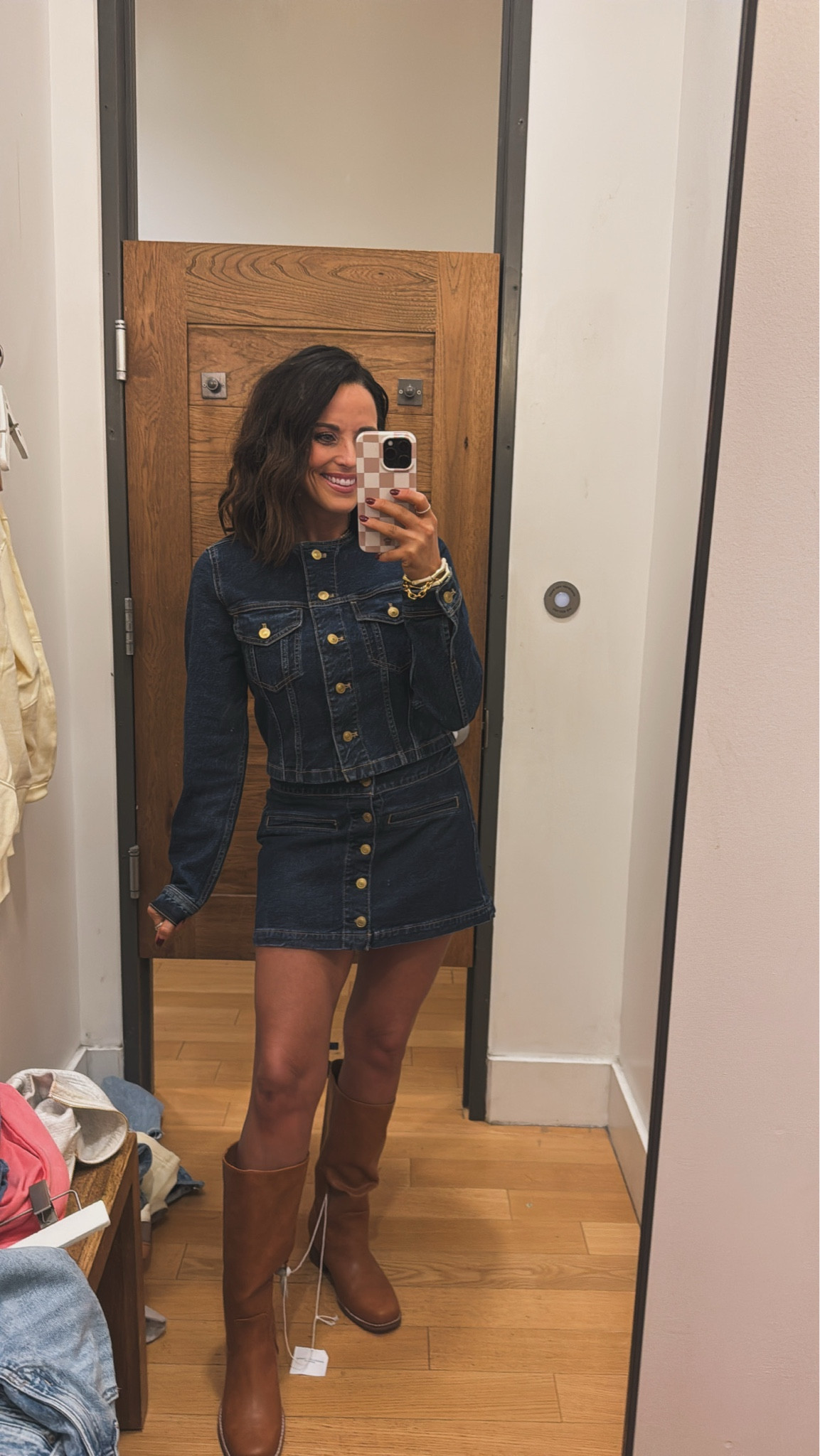 Love how this denim set styled with these boots feels effortless while looking pulled together! This is such a cute outfit for date nights, concerts, or elevated outfits for occasions. Cute outfits mom approved women's fashion modern denim outfits chic denim set American Eagle finds affordable fashion finds Vintage Pickin 

#LTKootd #LTKPetite #LTKdayinmylife