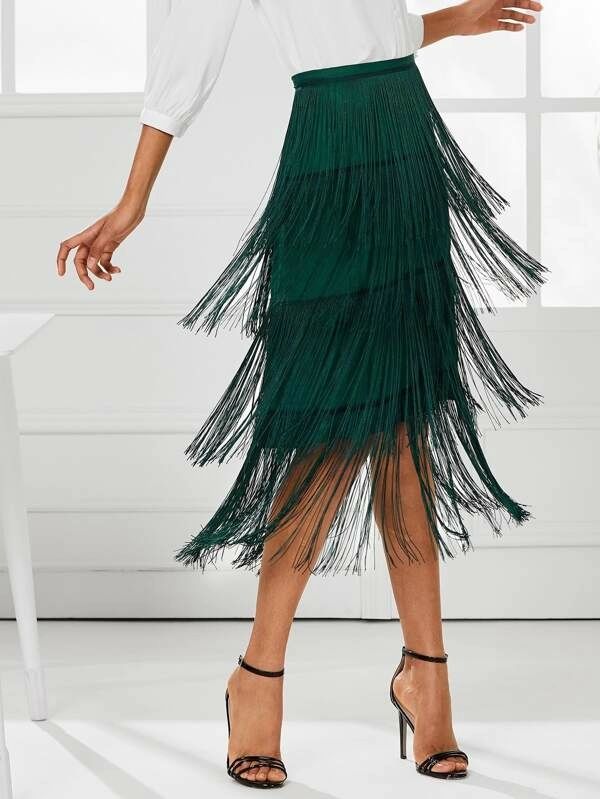 Tiered Fringe Skirt | SHEIN