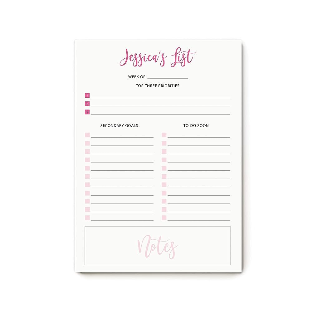 Personalized Cute NOTE PAD Weekly Goals, Dayplanner To-Do List for Men or Women - GOALS NOTEPAD | Amazon (US)