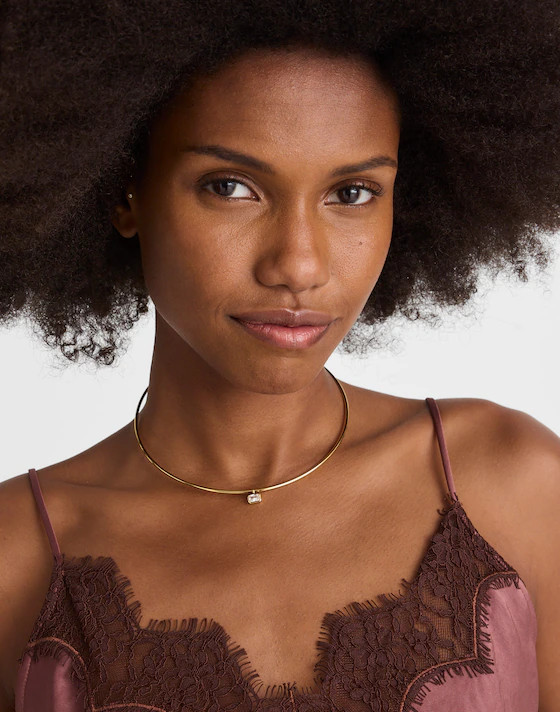 Emerald-Cut Crystal Wire Choker Necklace | Madewell