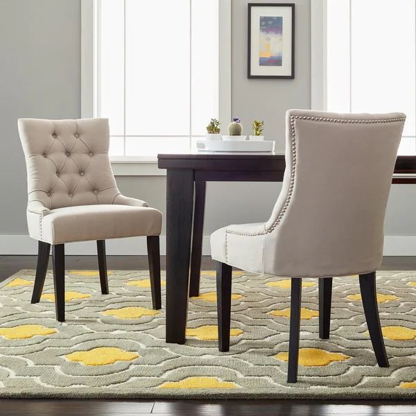 Safavieh En Vogue Dining Abby Taupe Linen Side Chairs (Set of 2) | Bed Bath & Beyond