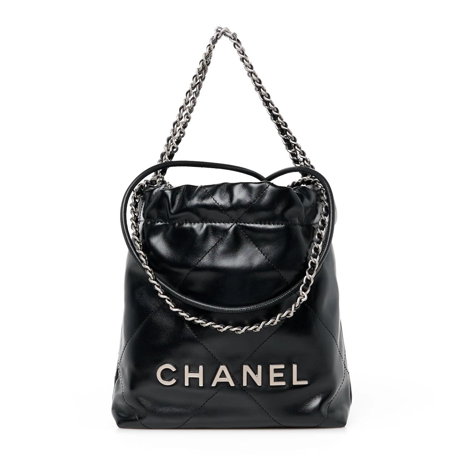 Shiny Calfskin Quilted Mini Chanel 22 Black | FASHIONPHILE (US)