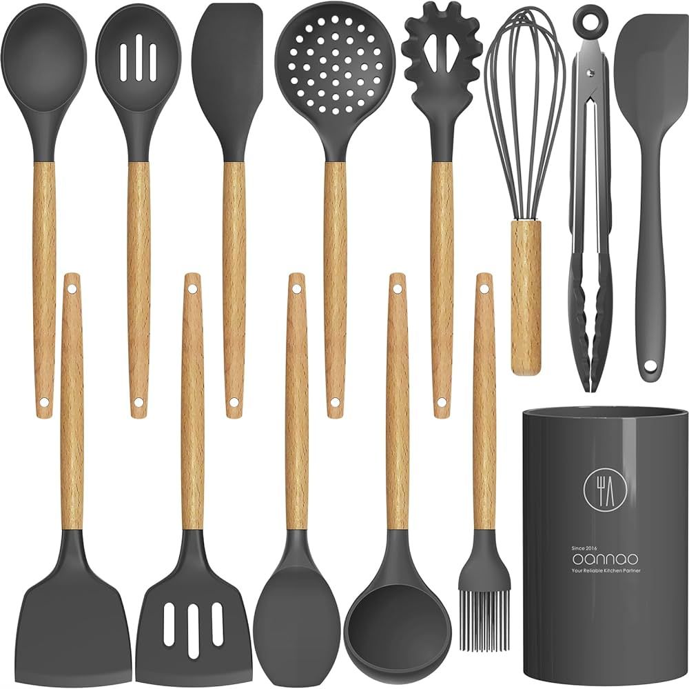 14 Pcs Silicone Cooking Utensils Kitchen Utensil Set - 446°F Heat Resistant,Turner Tongs, Spatul... | Amazon (US)