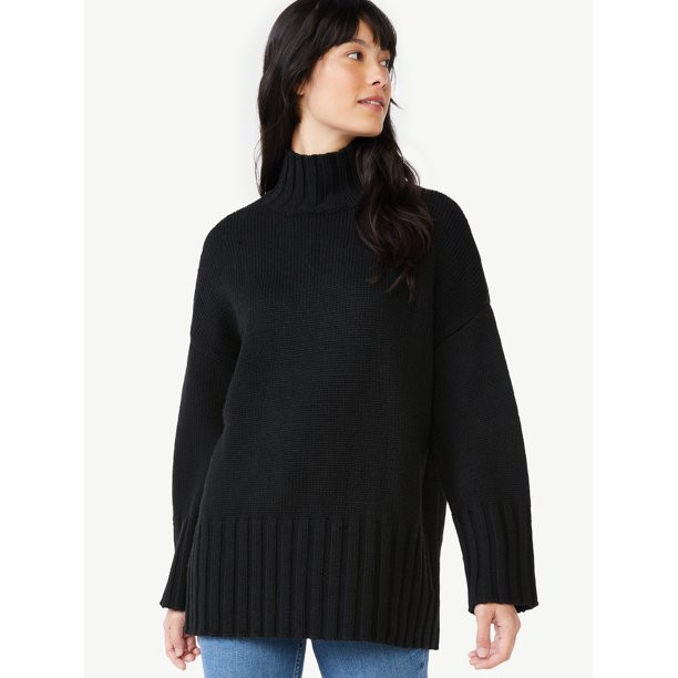 Free Assembly Women's Tall Turtleneck Tunic Sweater - Walmart.com | Walmart (US)