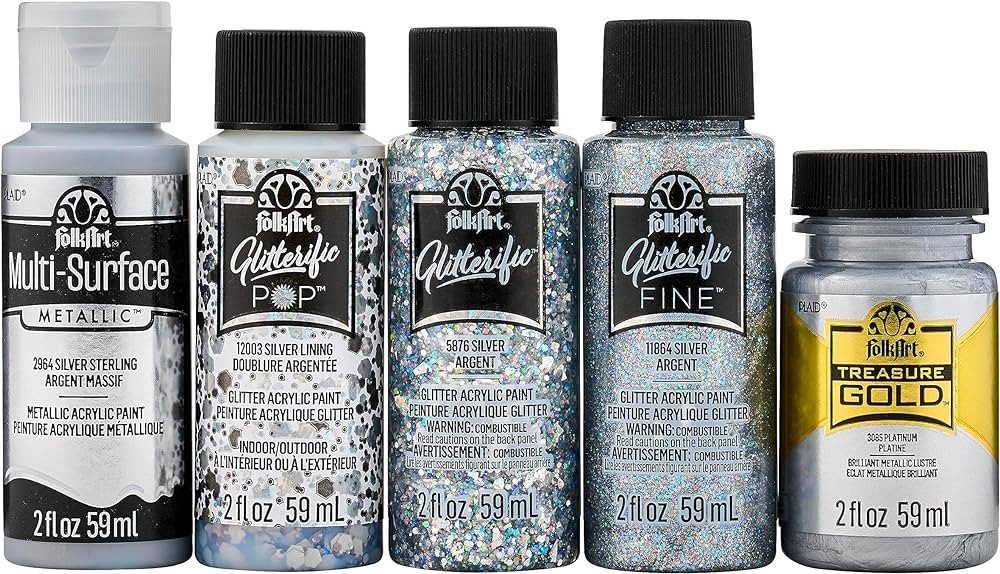 FolkArt Best Acrylic Craft Featuring 5 Premium Silver Formulas, 96423 Paint Set | Amazon (US)