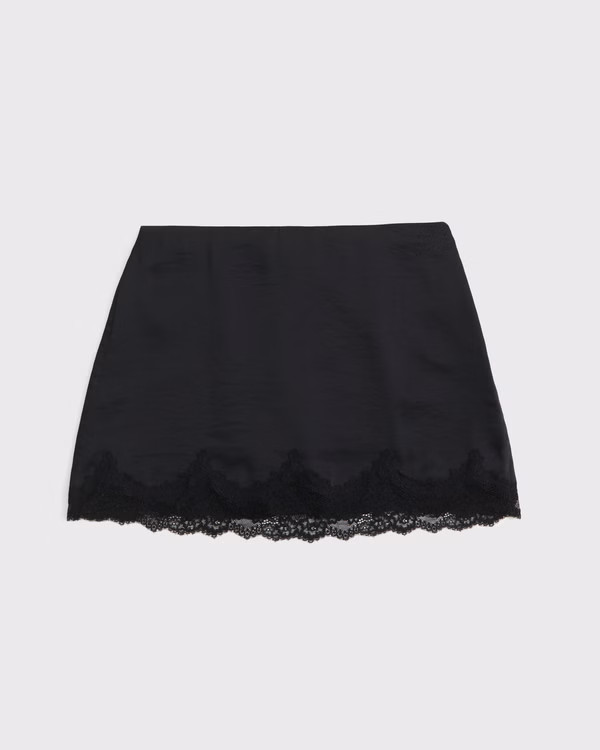 High Rise Lace & Satin Mini Skort | Abercrombie & Fitch (US)